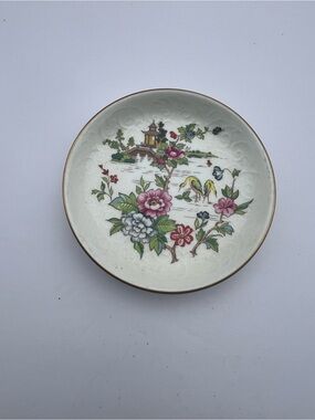 Vintage Crown Staffordshire Pagoda Fine Bone China Mini Plate Trinket Dish